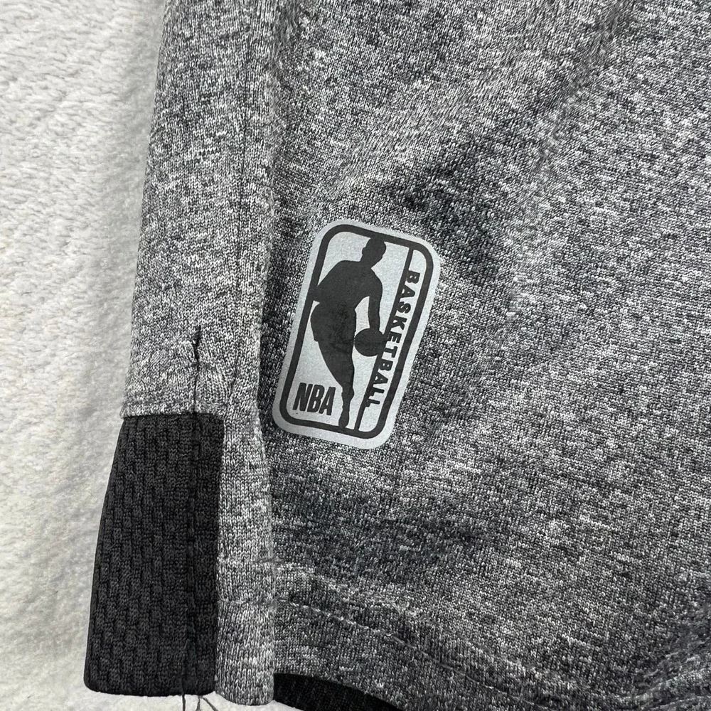 NBA Basketball Shorts Mens Medium Gray Heathered Athletic Mesh Trim Drawstring